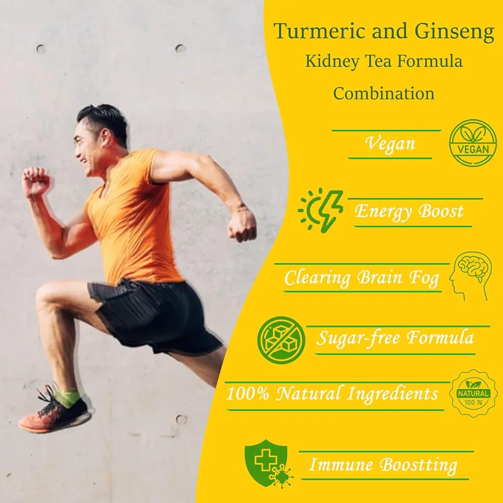 Ginseng & Mulberry Herbal Tea, Premium Ginseng Five Treasures Tea Kidney Teas, 100% Natural Herbal Blend, Kidney Cleanse Detox & Repair, Boosts Energy & Vitality