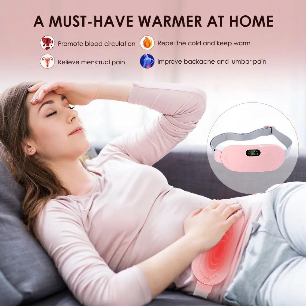 Menstrual Heating Pad - Smart Warm Belt, Electric Period Cramp Massager, Vibrating Heating Waist Belt with Adjustable Temperature and Massage Modes - Quick Relief from Menstrual Discomfort